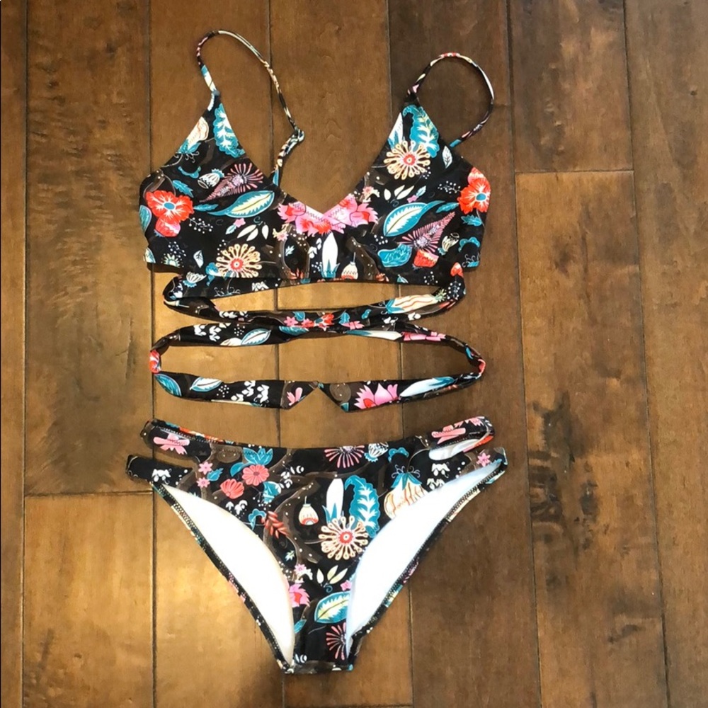 Cupshe Brown & Colorful Patterned Wrap Bikini